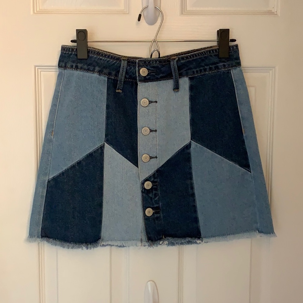 Plaid Jean Skirt